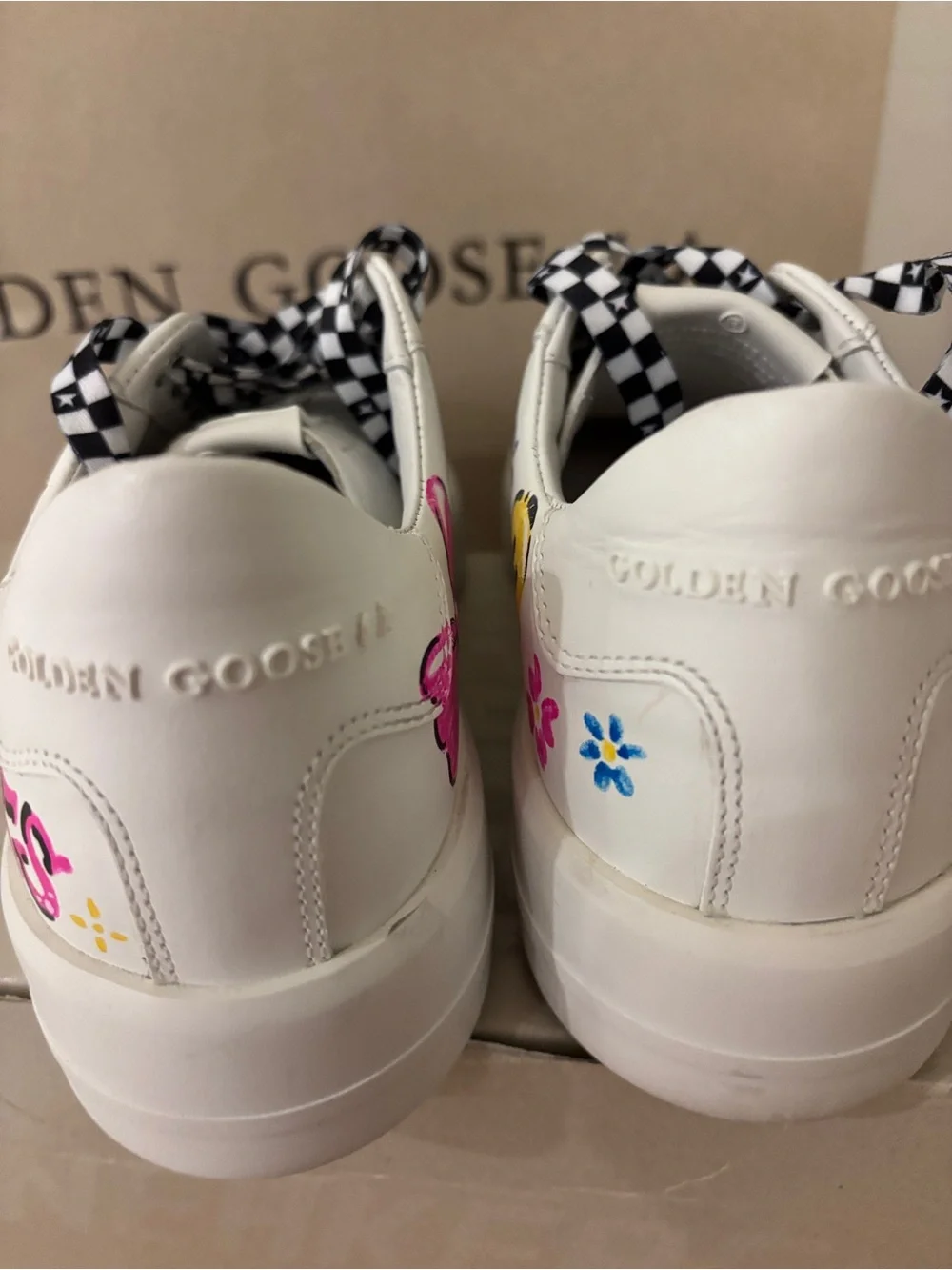 Golden Goose Purestar white leather silver Swarovski crystal star Size 37 Custom - Picture 3 of 6